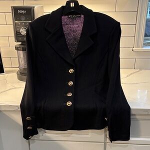 St. John Black Blazer with Gold Buttons
